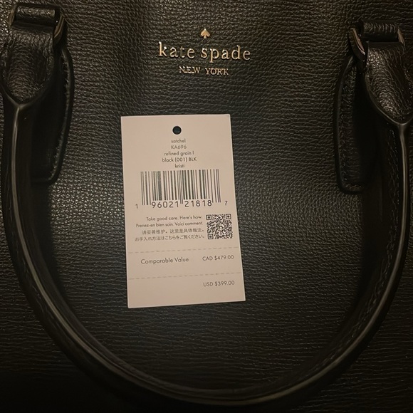 NEW black leather Kate Spade satchel two way bag - Picture 5 of 12